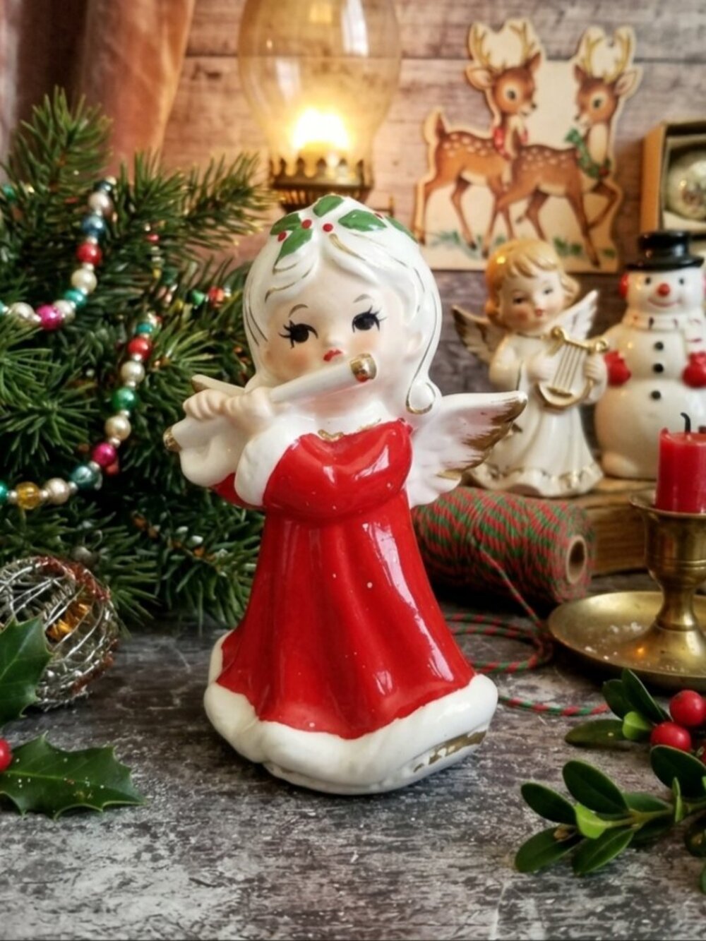 1950s/1960s Japan Napcoware Christmas Angel Playing Flute Figurine